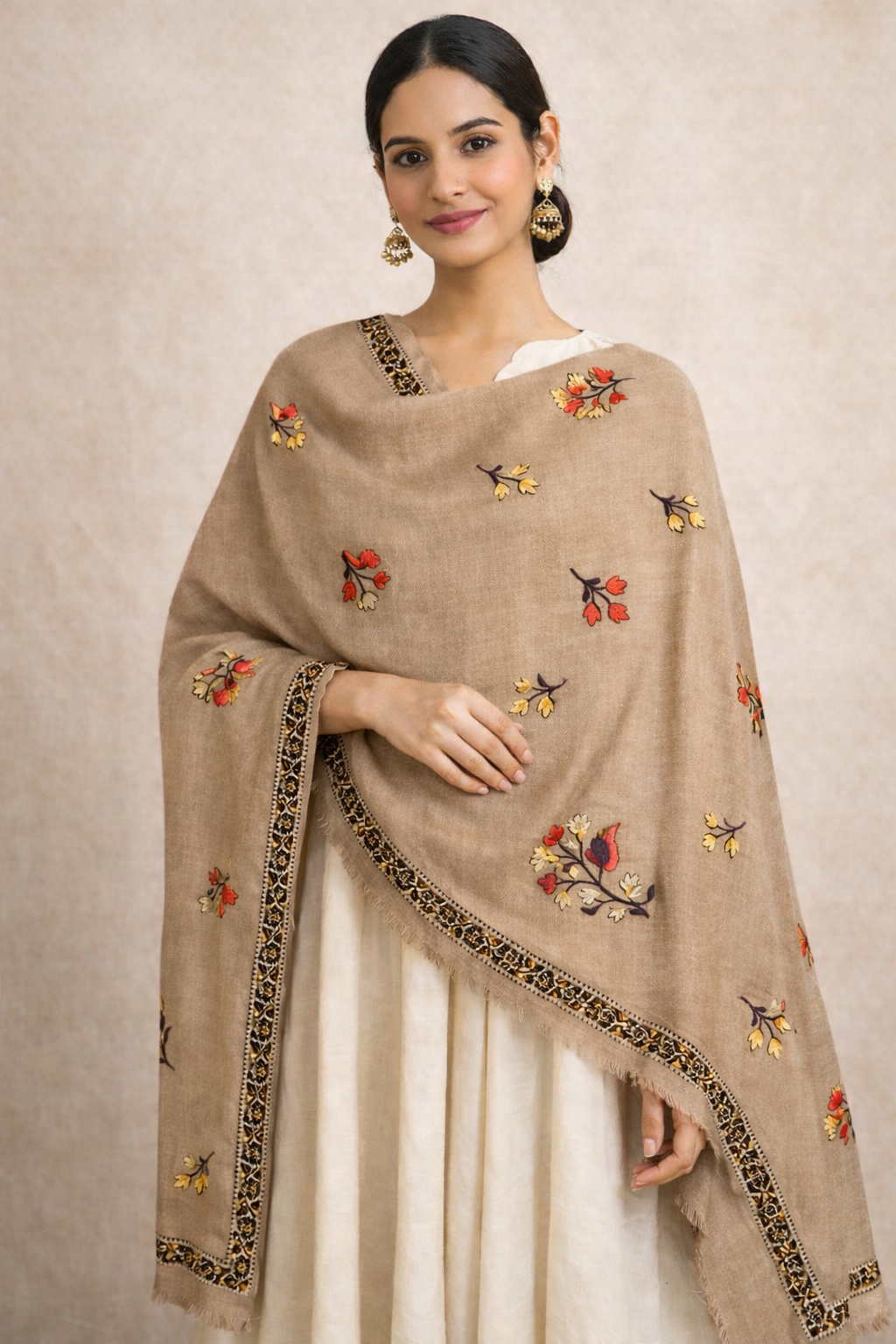 Embroidered Floral Shawl