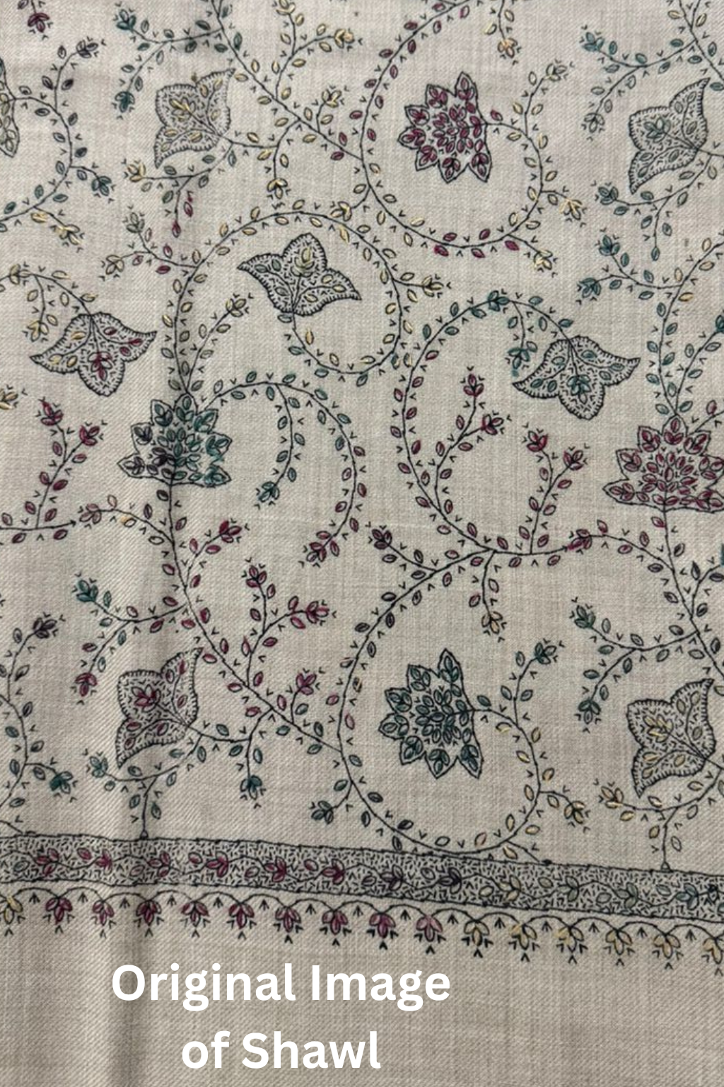 Grey Intricate Floral Embroidered Shawl