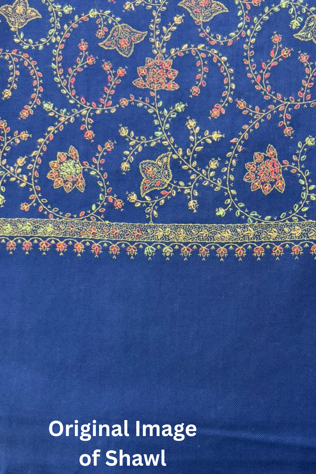 Blue Intricate Floral Embroidered Shawl