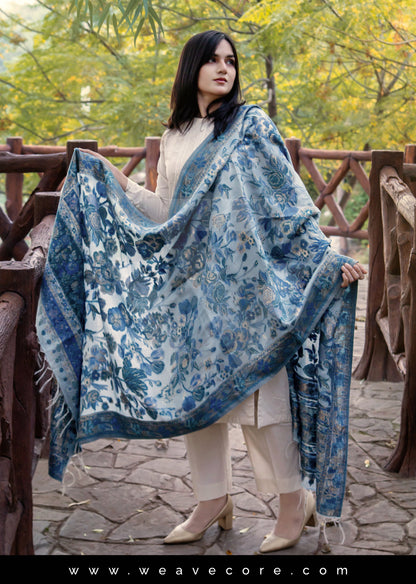 Frosted Elegance Kani Silk Shawl