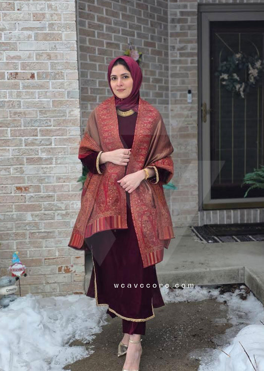 Sunehri Aabroo – Moonlight Kani Shawl with Zari