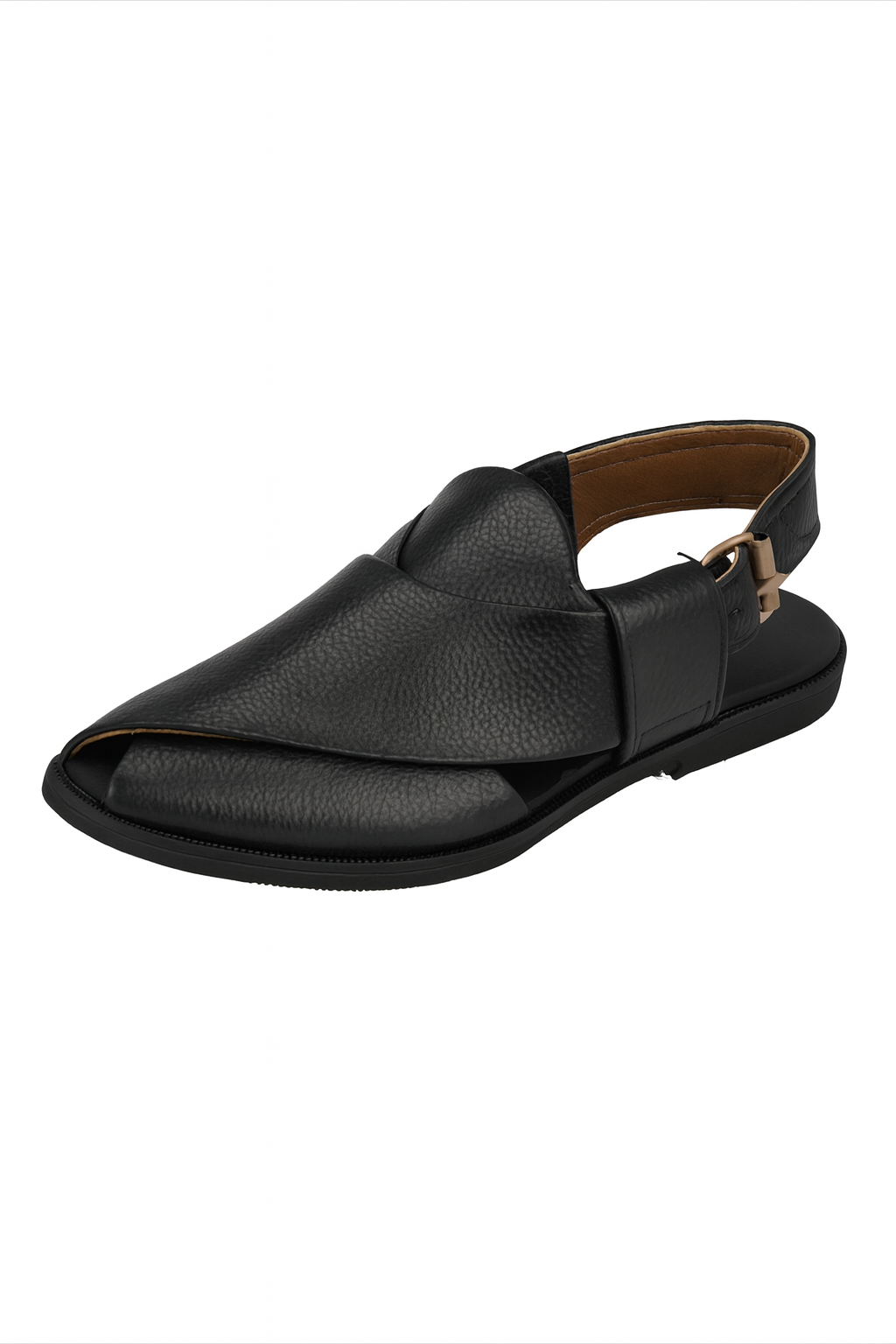 Weavecore Premium Black Peshawari Chappal – Classic Leather Edition