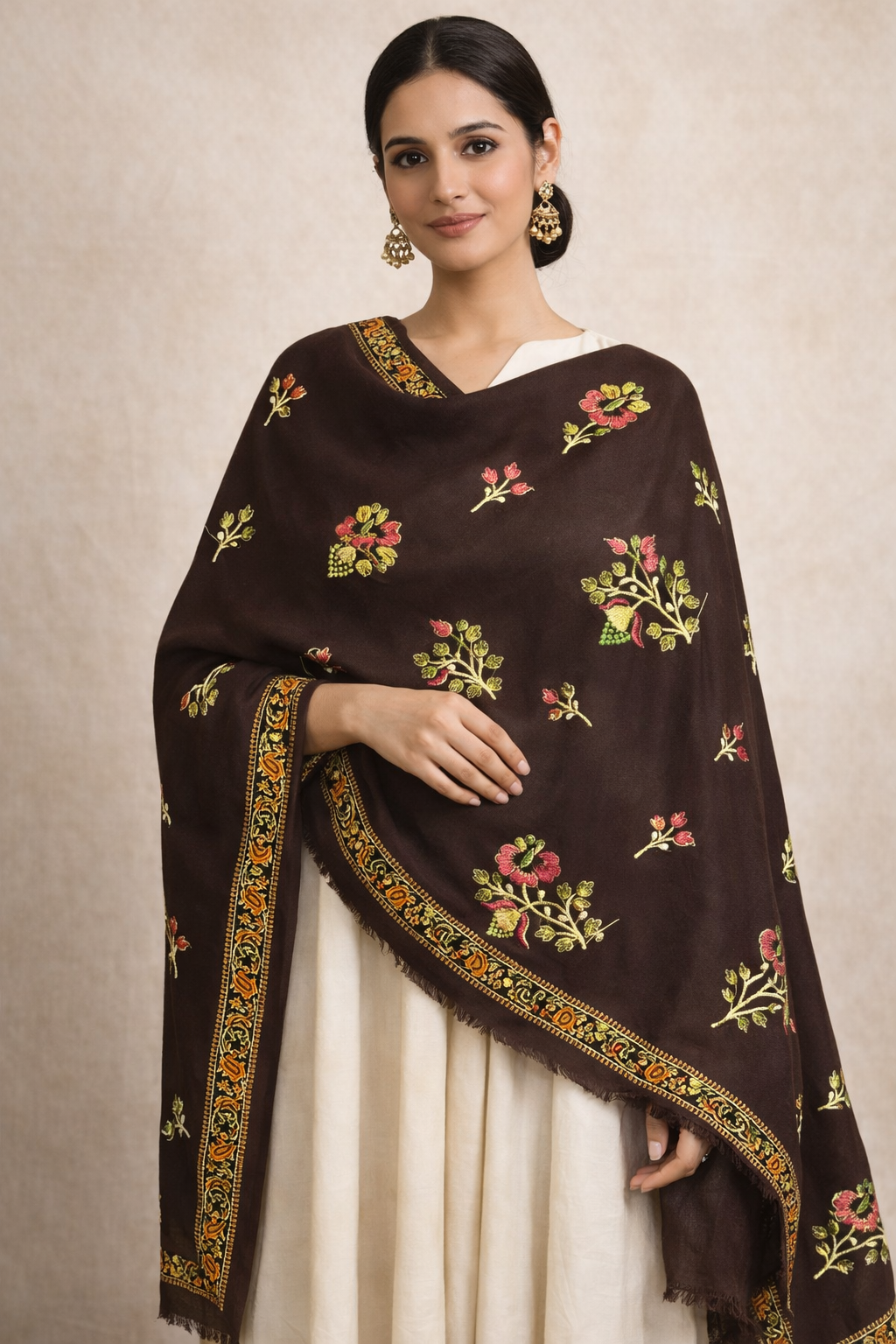 Embroidered Floral Shawl