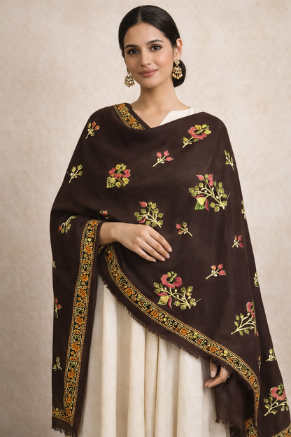 Embroidered Floral Shawl