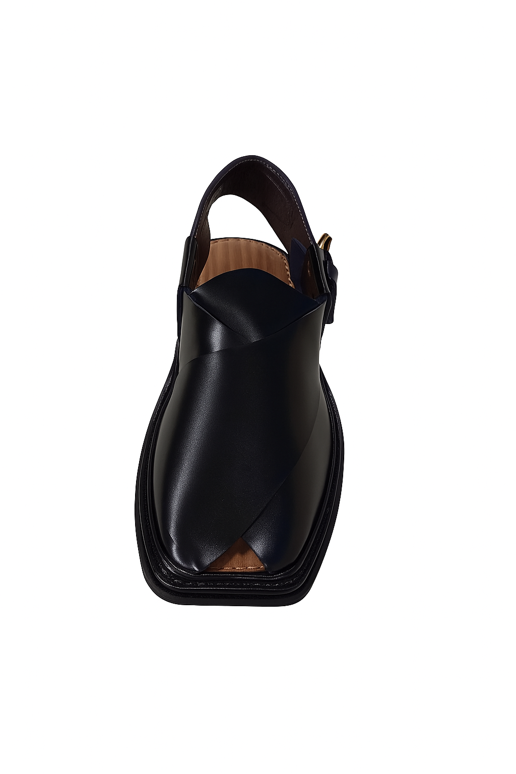 Weavecore Classic Black Peshawari Chappal – Shiny Leather Edition