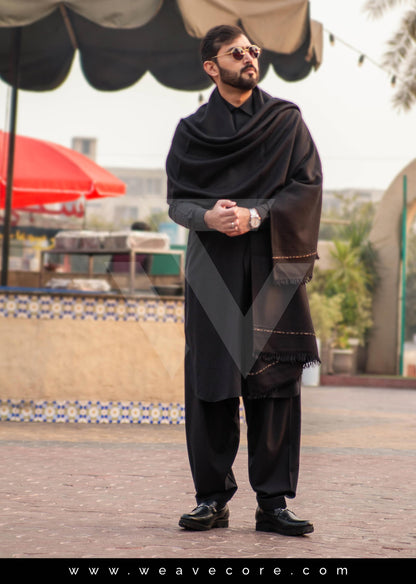 Men's Premium Black Pashmina Shawl