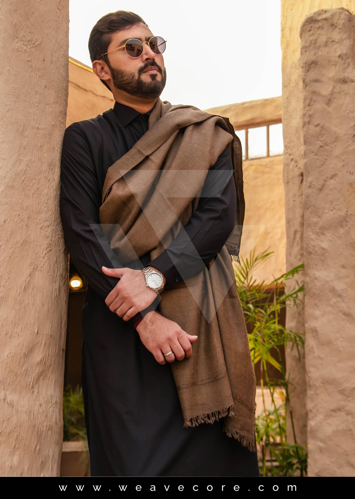 Men's Premium Dark Brown Pashmina Shawl