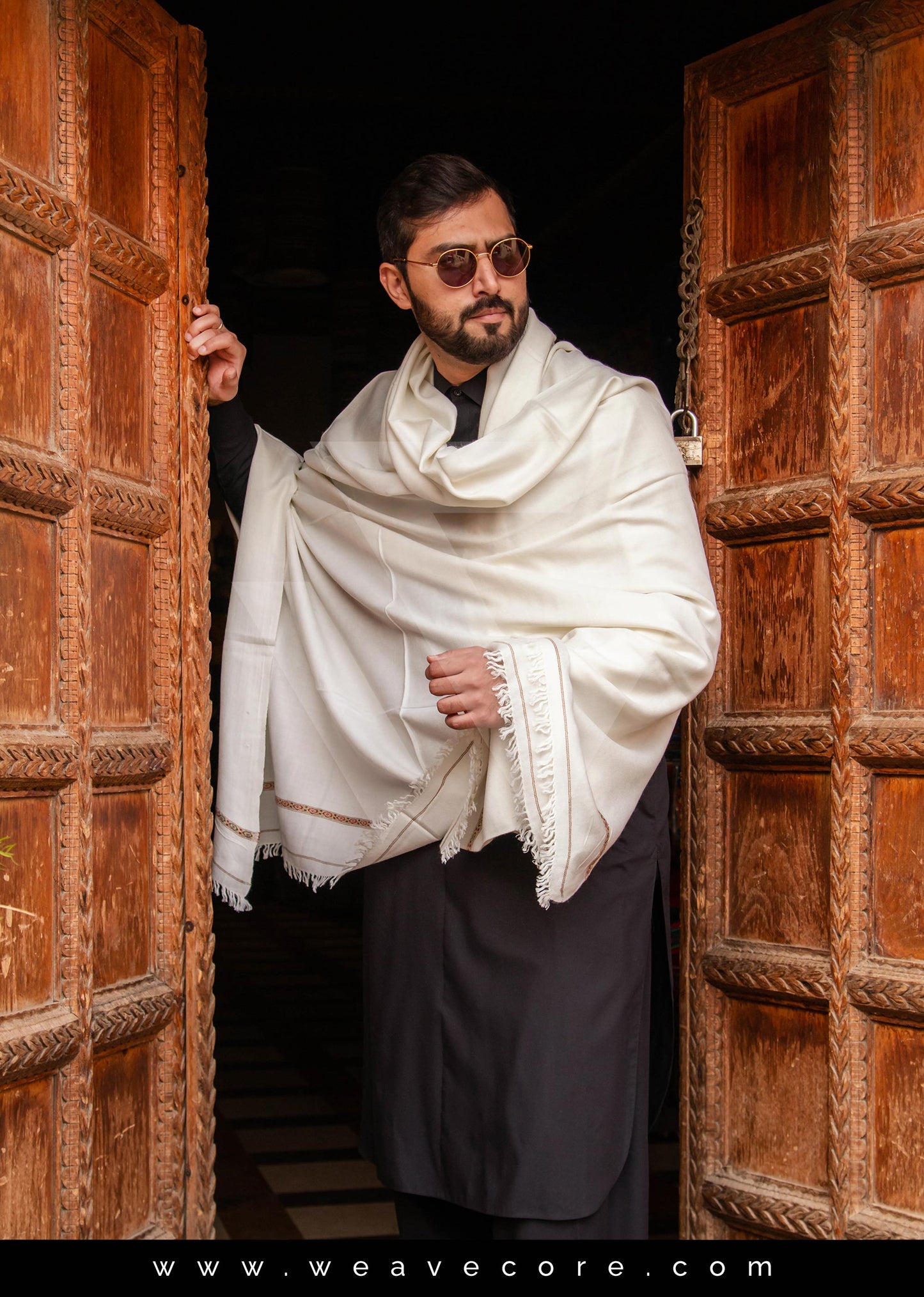 Men's Premium white Pashmina Shawl