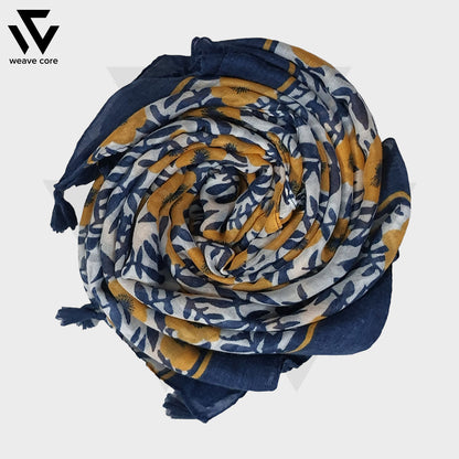 Summer Viscose Scarf Navy Blue Border