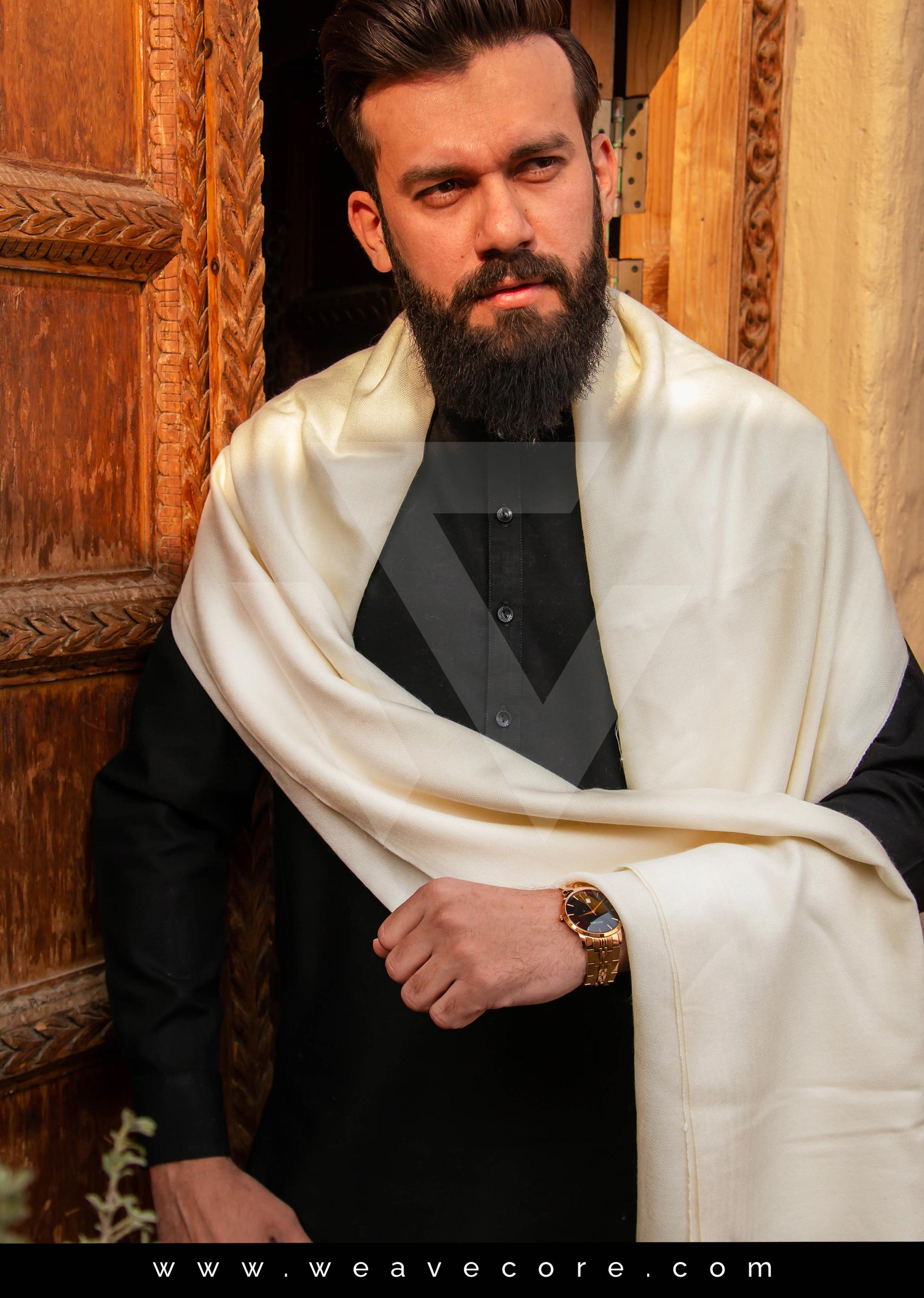 Pure Wool Shawl for Men White – Weave Core
