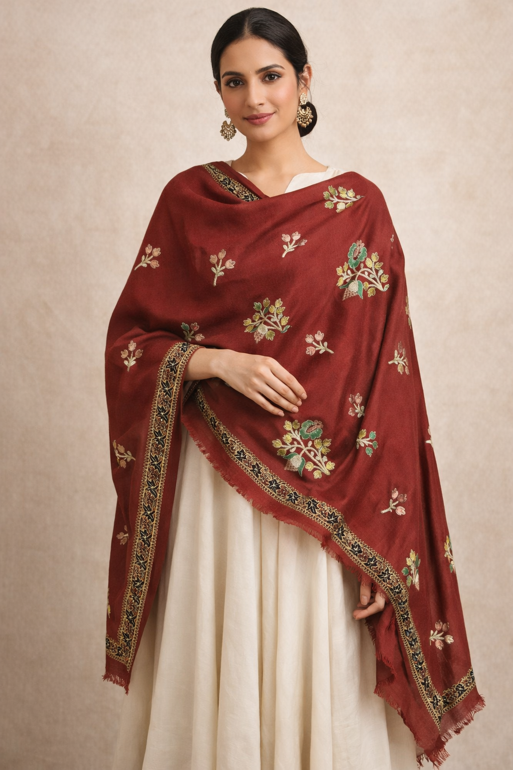 Embroidered Floral Shawl