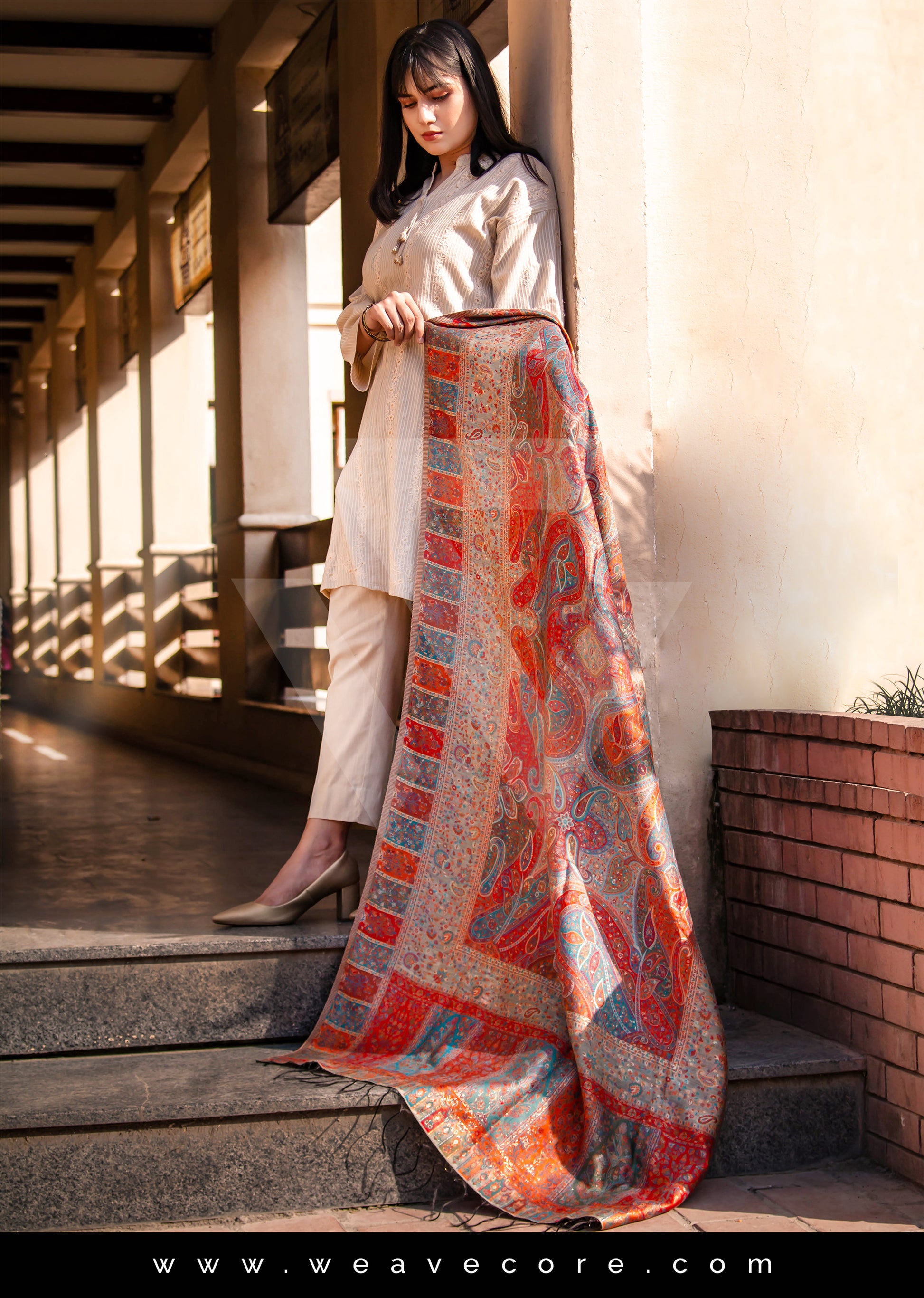 Kani Silk Pashmina Shawl - Sunset Whispers