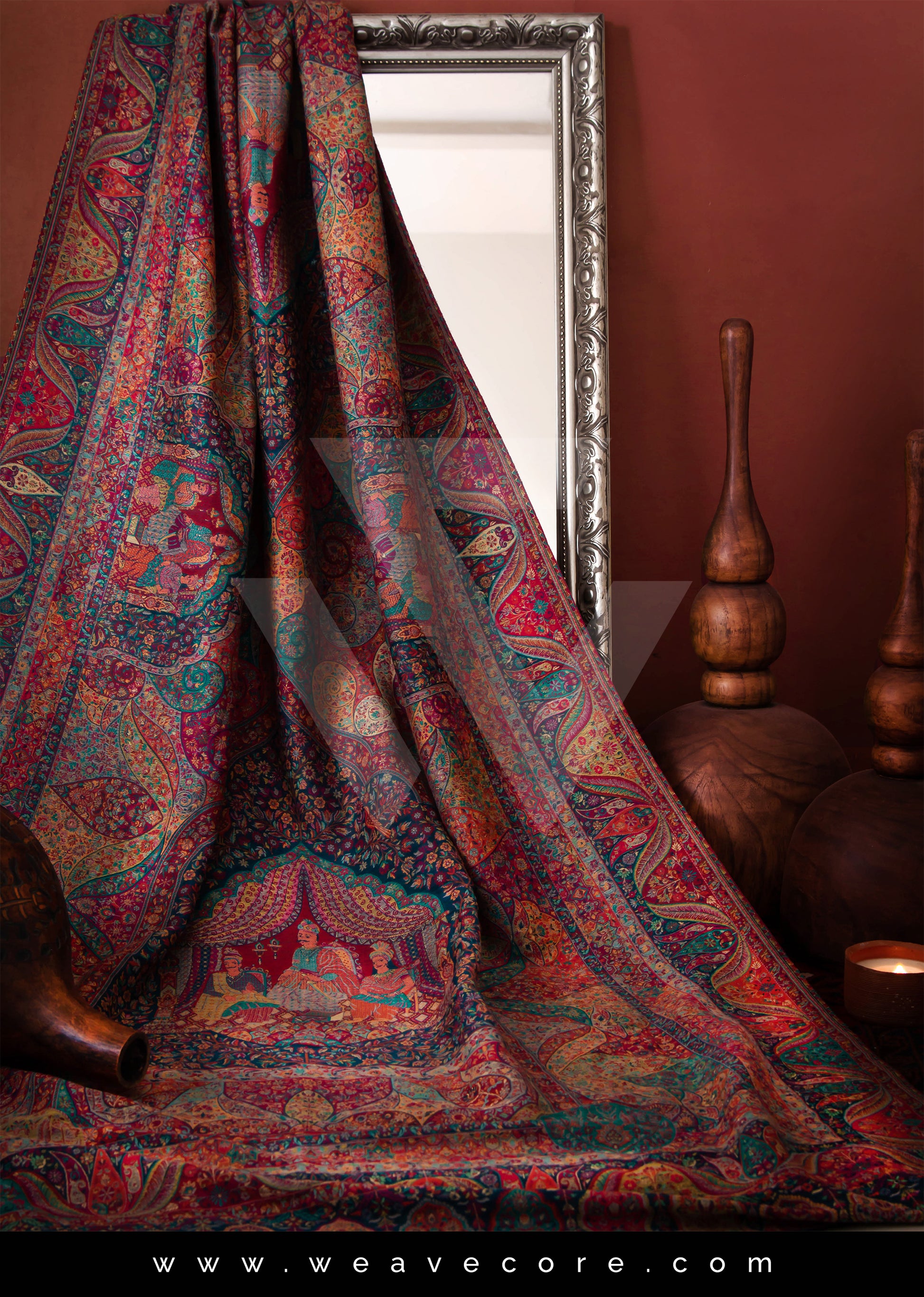 Kalamkari Maharaja Pashmina Shawl - Regal Radiance