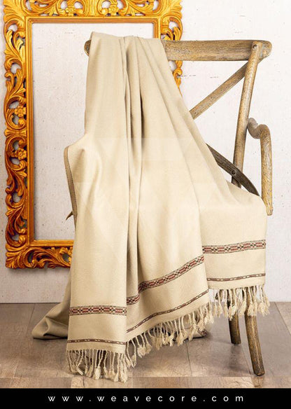 Kashmiri Wool Men's Shawl Beige