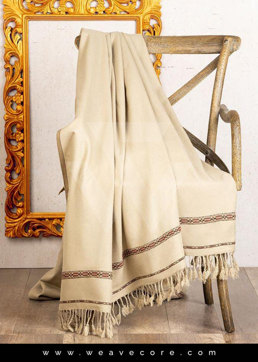 Kashmiri Wool Men's Shawl Beige