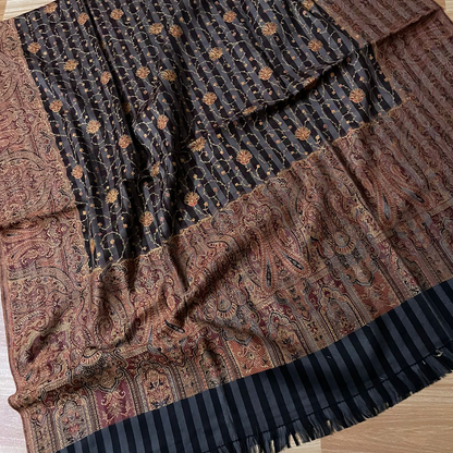 Pure Jamawar Work on Pashmina - Black