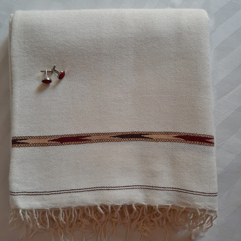 Men's Premium Quality Wool Shawl - Pure White