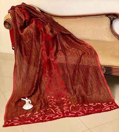 Moonlight Cut Work Shawls - Red