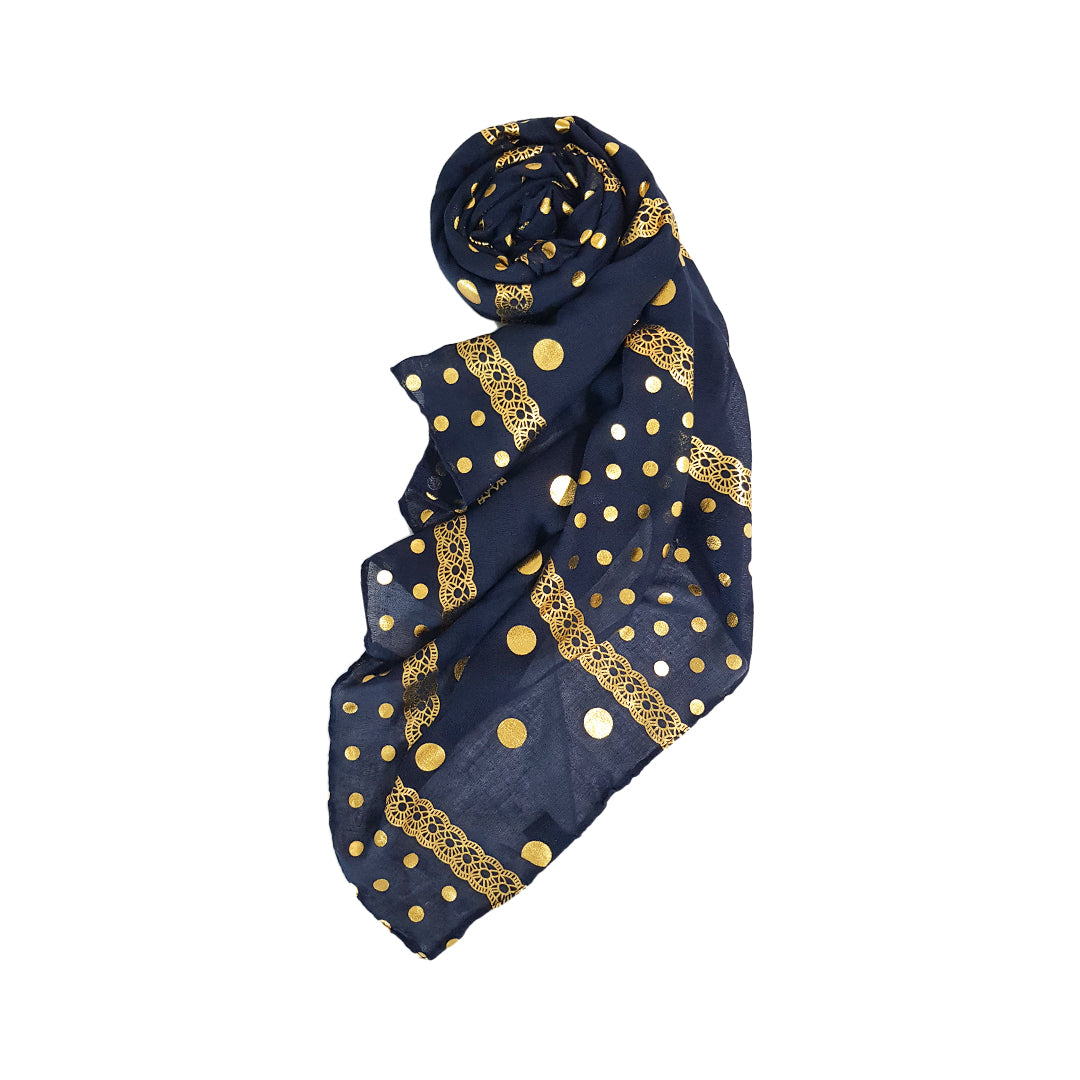 Classic Golden Dots Scarf-Squid Ink