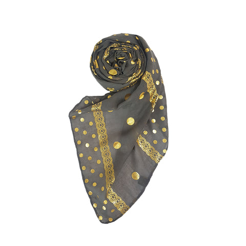 Classic Golden Dots Scarf-Davy's Grey