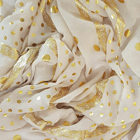 Classic Golden Dots Scarf-Pastel Grey