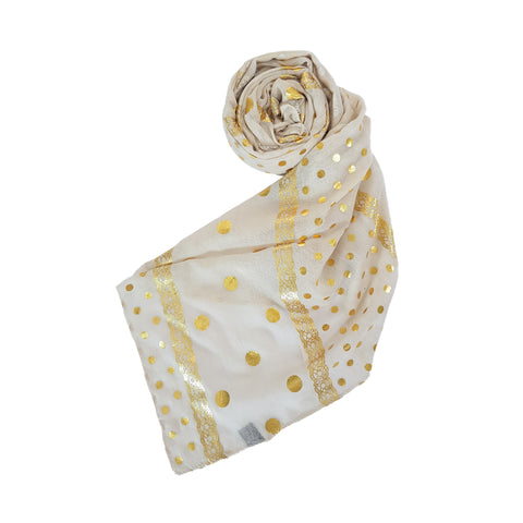 Classic Golden Dots Scarf-Pastel Grey
