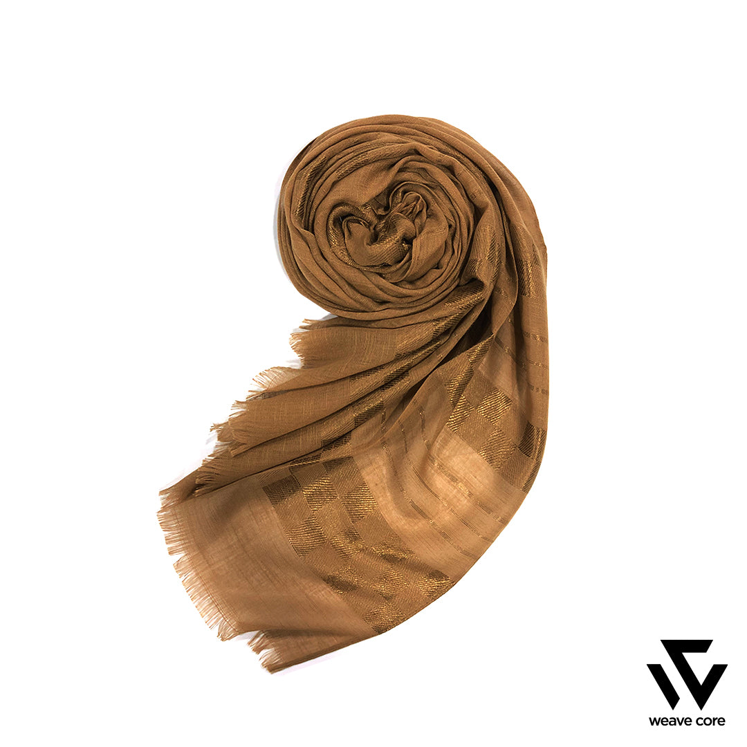 Turkish Sleek Textured Scarf-Khaki