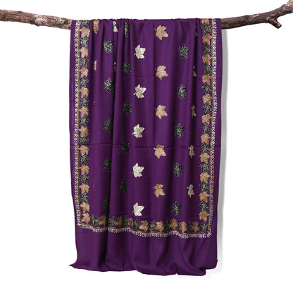 Aari Border Chinar Boti Shawl Purple