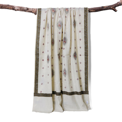 Aari Border Chinar Boti Shawl Sand