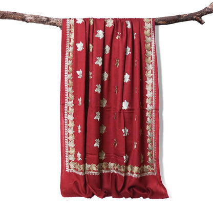 Aari Border Chinar Boti Shawl Red