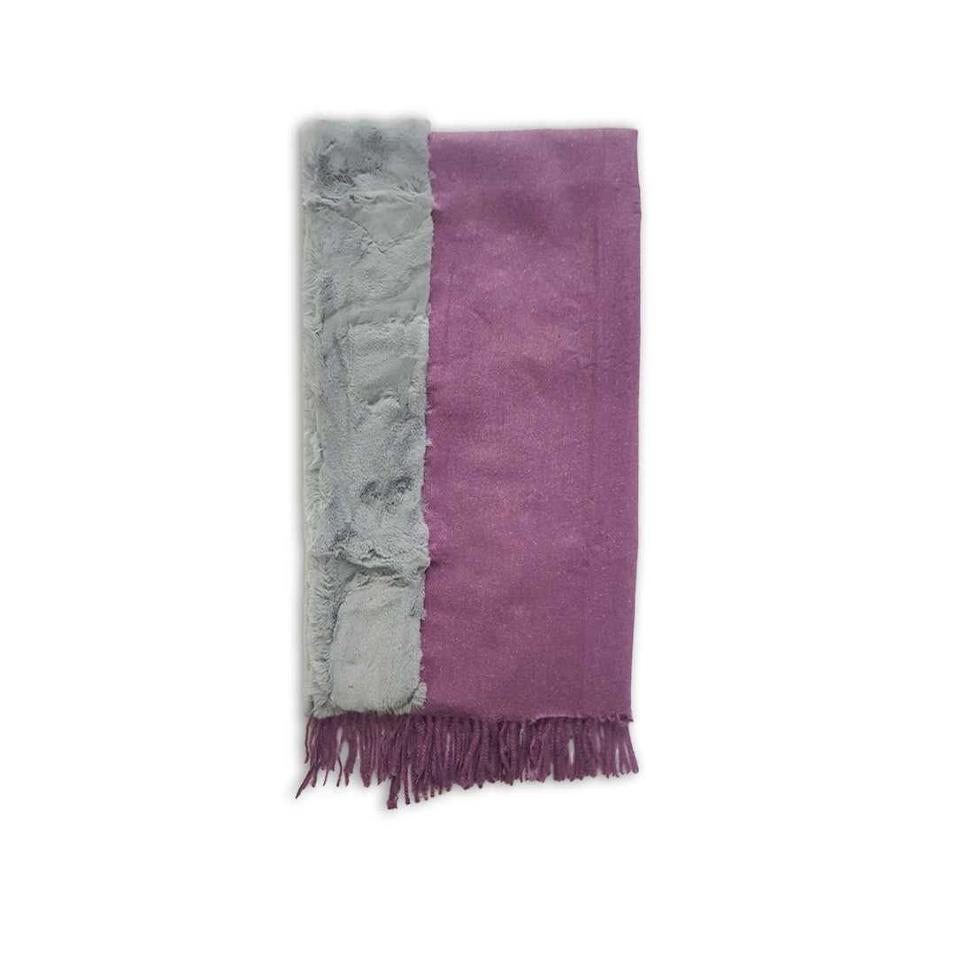 Kashmiri Wool FUR Stoles - Light Purple