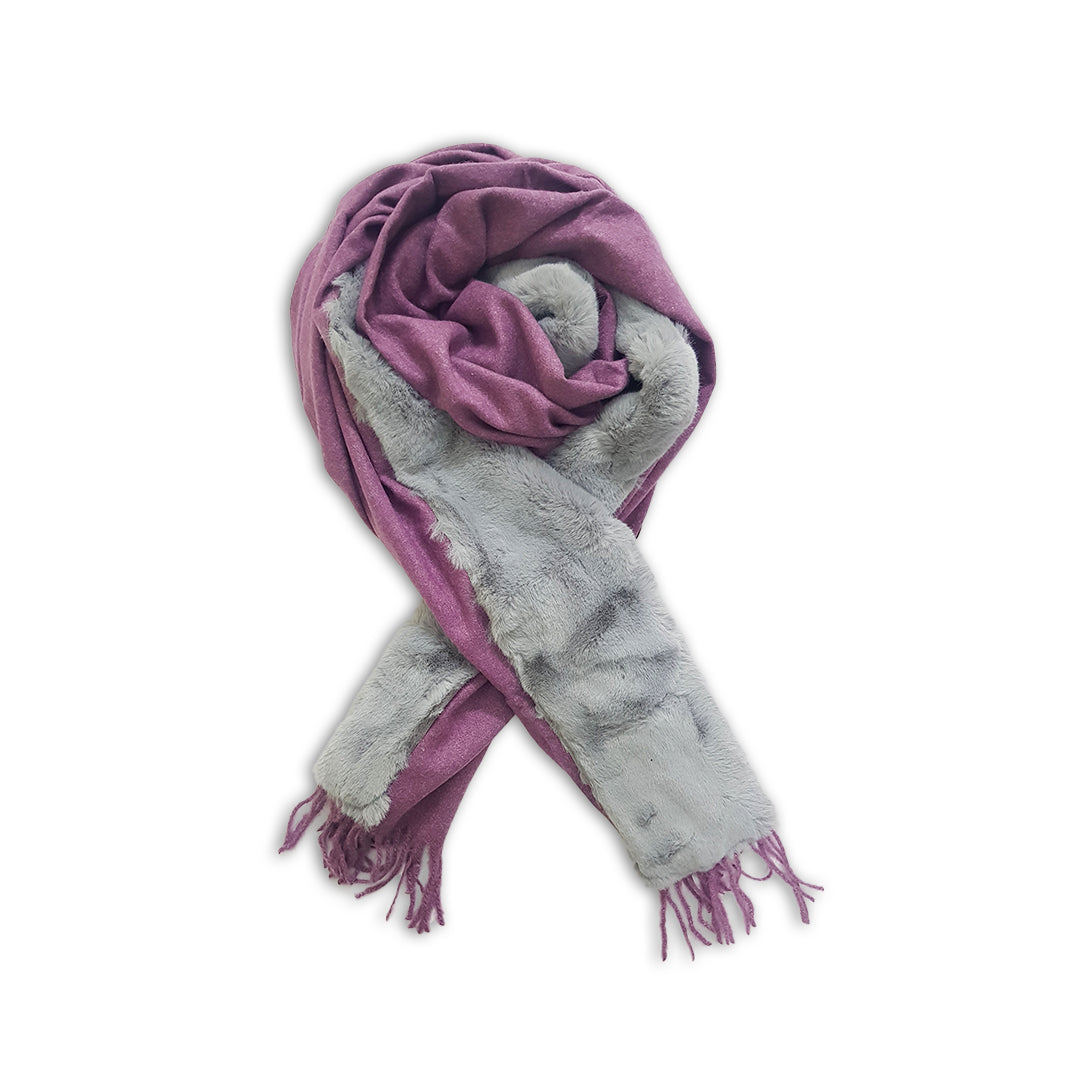 Kashmiri Wool FUR Stoles - Light Purple