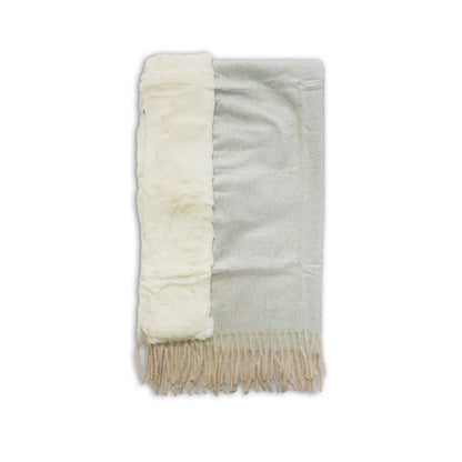 Kashmiri Wool FUR Stoles - Light Gray