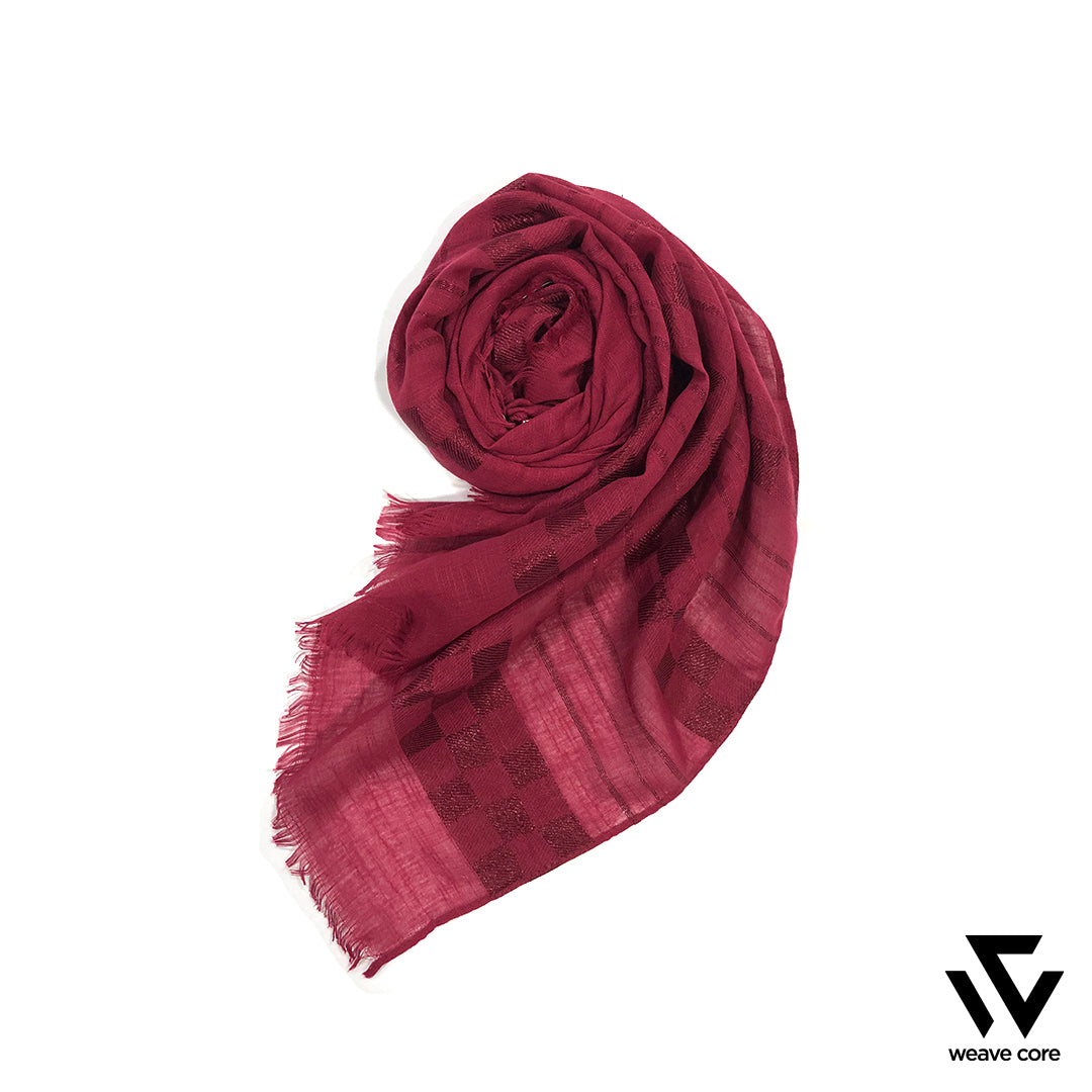 Turkish Sleek Textured Scarf-Maroon