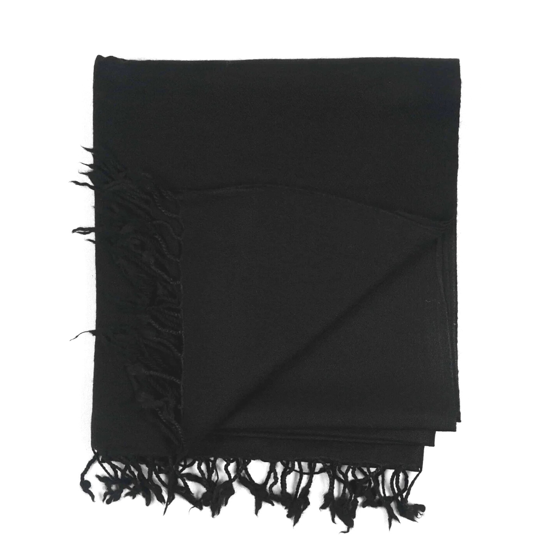 Plain Wool Shawl - Black