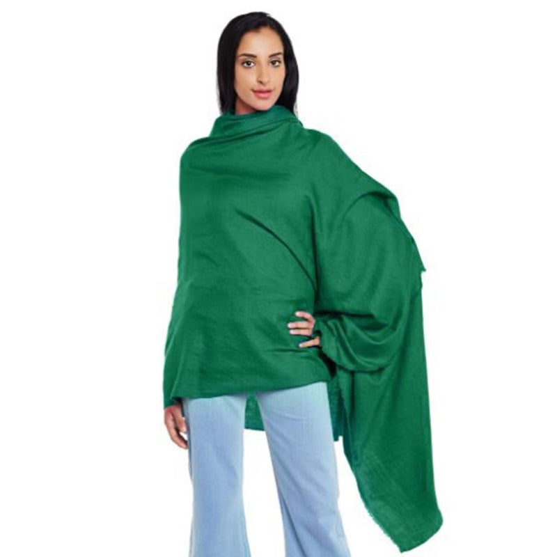 Solid Emerald Green Plain Pashmina