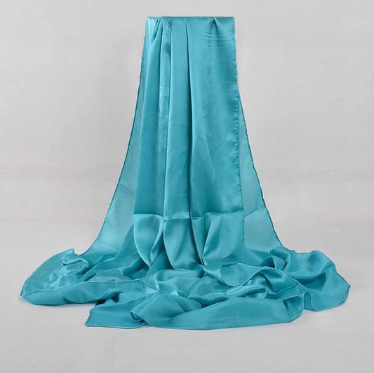 Plain Silk Scarf - Aqua Blue
