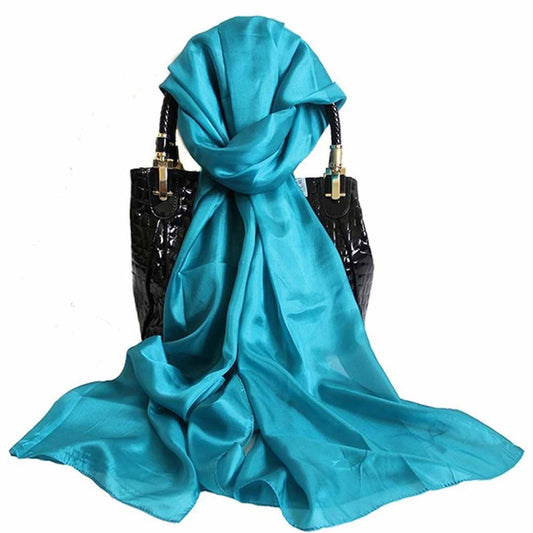 Plain Silk Scarf - Aqua Blue