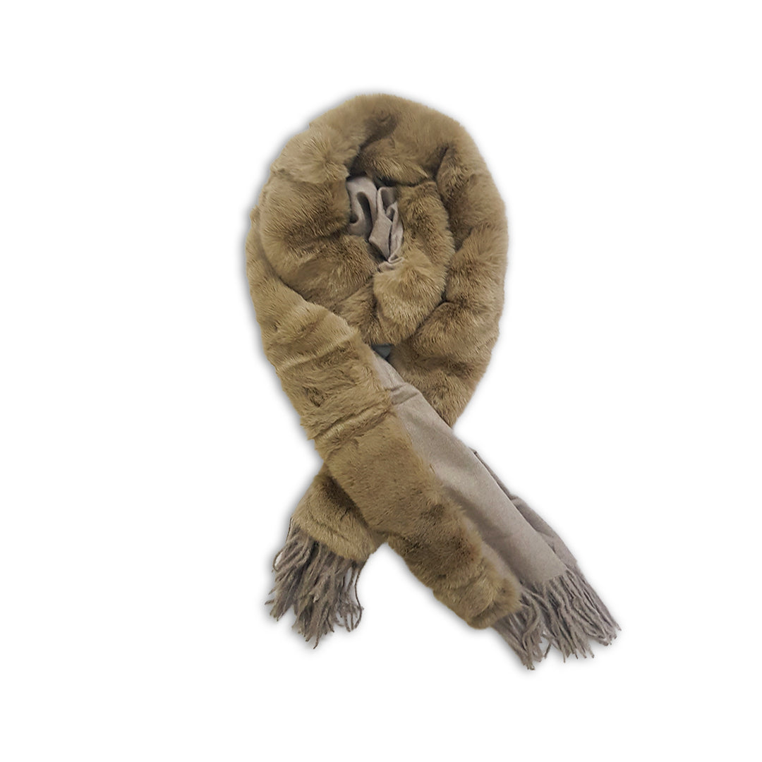 Kashmiri Wool FUR Stoles - Brown