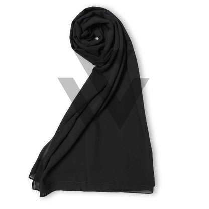 Solid Chiffon Scarf - Black