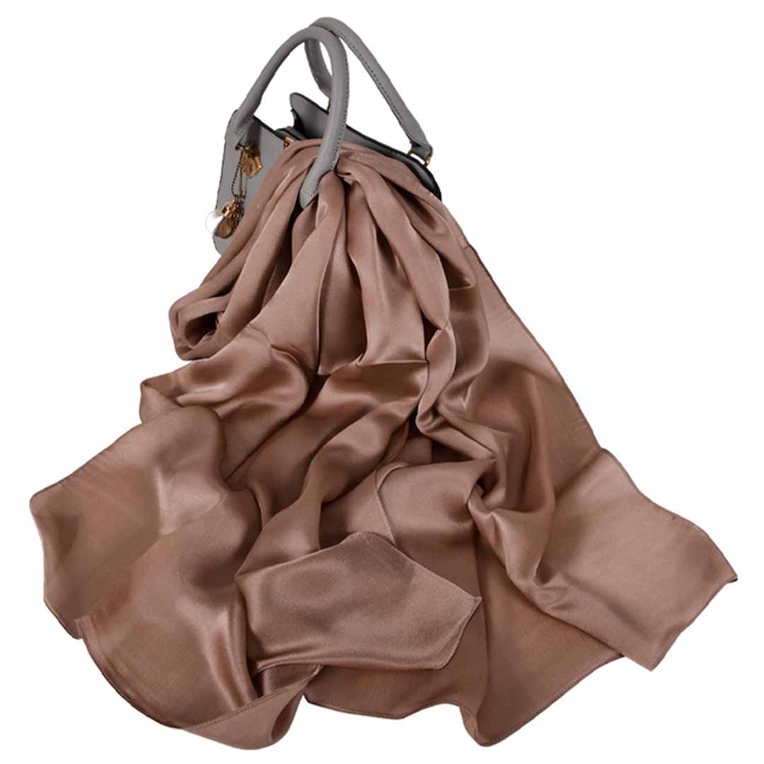 Plain Silk Scarf - Coffee