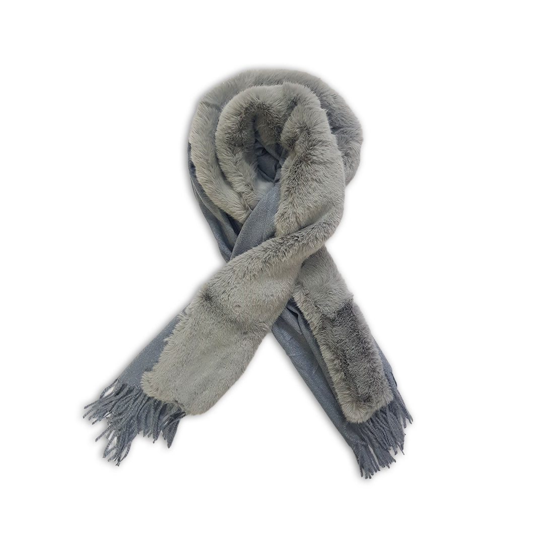 Kashmiri Wool FUR Stoles - Gray