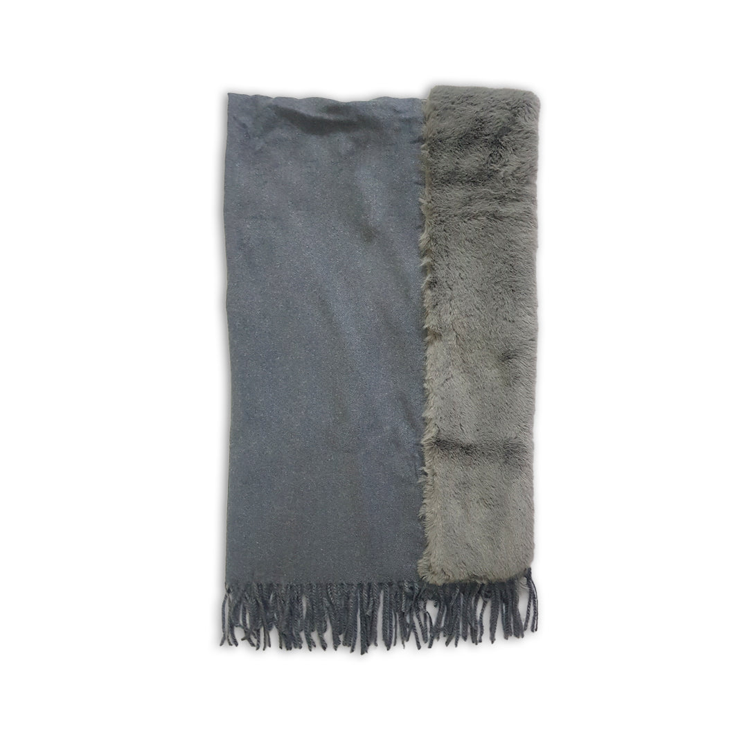 Kashmiri Wool FUR Stoles - Gray