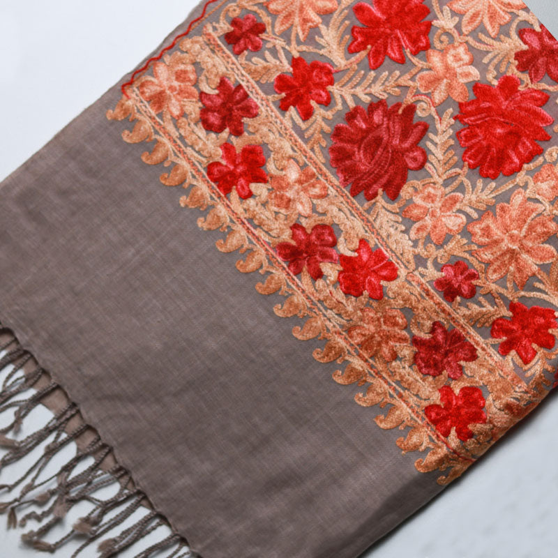 Aari Full Jaal Stole - Deep Pattern Flower