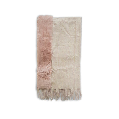 Kashmiri Wool FUR Stoles - Peach