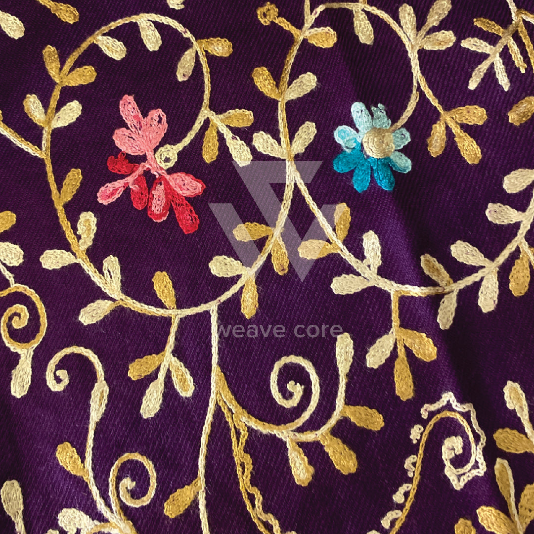 Aari Full Jaal Stole - Purplish matte Shade