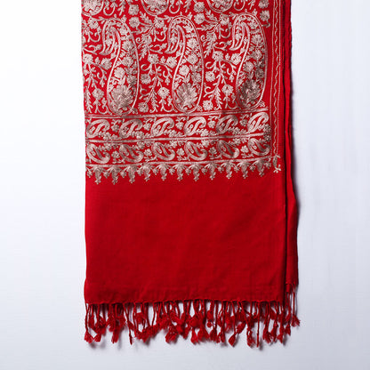 Aari Full Jaal Stole - Premium Red