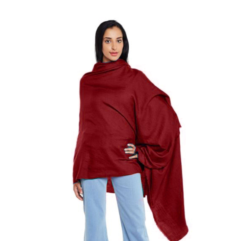 Solid Red Plain Pashmina Shawl