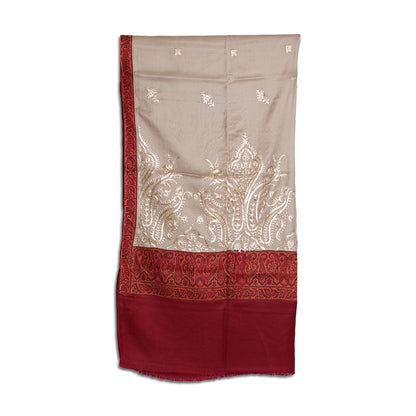 Pure Kashmiri - Big Palla Shawl - Light Beige