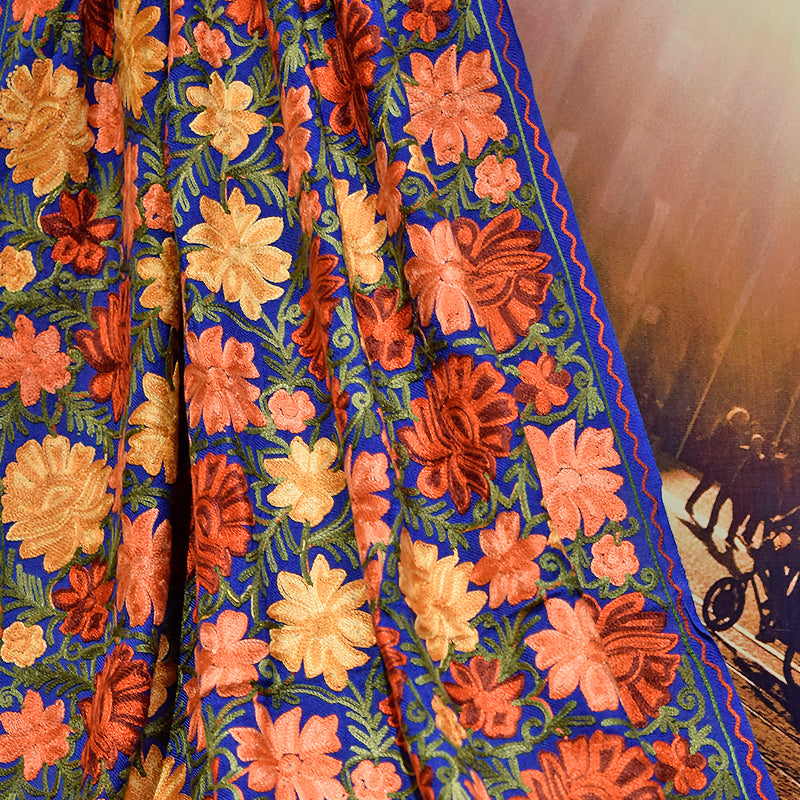 Aari Full Jaal Stole - Royal Blue